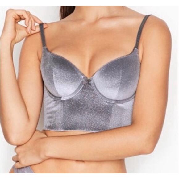 Victoria's Secrect Body by Victoria Lined Demi Double Gray Bra Size 34D - Picture 1 of 11